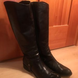 Via Spiga Black Leather Riding Boots